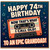 74th Birthday Card for Granddad, Retro Cassette Tape Birthday Card