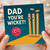 Funny Dad Birthday Card - Dad You're Wicket Cricket Pun, Cute Ball and Stumps Design, Humorous Card for Father and Cricket Lovers