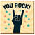 You Rock! Thank You Card - Rock Hand Sign with Colourful Stars and Sunburst, Fun Appreciation Card for Friend, Teacher or Colleague