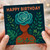 Happy Birthday Card - Botanical Flower Head Illustration on Deep Teal, Modern Plant Lover Design