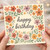 Floral Birthday Card - Hand-Illustrated Flowers with 'happy birthday' Script, Botanical Border, Elegant Pastel Design for Her, Him, Mum, Dad, Friend