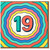 19th Birthday Card - Bold Retro Rainbow Waves with Big Number 19 - Colourful Milestone Design for Nineteen