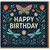 Happy Birthday Card - Butterfly and Dragonflies with Floral Folk Art on Dark Background - Nature-Themed Greeting for Her, Him, Friends or Family