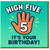 High Five 5th Birthday Card - Fun Hand Design - It's Your Birthday - Age 5 Children's Card