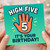 High Five 5th Birthday Card - Fun Hand Design - It's Your Birthday - Age 5 Children's Card
