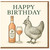 Funny Birthday Card - Chicken in Party Hat with Rosé Wine Bottle and Glass - Pun Humour for Wine Lovers, Friends, Him or Her