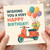 Happy Birthday Card - Retro Scooter with Balloons and Flower Basket - Wishing You a Very Happy Birthday - Colourful, Cheerful Design