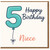 5th Birthday Card for Niece - Cute Teal Balloon Number 5 with 'Happy Birthday Niece'