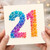 21st Birthday Card - Colourful Gradient Dot Number Design - Modern Minimal Milestone Card for Anyone Turning Twenty-One
