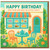 Happy Birthday - May Your Birthday Be Extra Sweet Bakery Shop Window Card - Cakes, Cupcakes and Tea Garden Illustration