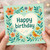 Happy Birthday Card - Floral Heart with Bird and Butterfly - Cute Nature Illustration for Friends or Family