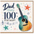 Dad 100th Birthday Card, Guitar Music Design