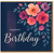 Happy Birthday Card - Elegant Watercolour Floral Design on Navy Background