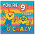 You're 9 Today Go Crazy - 9th Birthday Card for Kids, Colourful Rainbow Stripes with Cute Characters and Maracas, Fun Children's Birthday Card