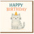 Cute Cat Birthday Card - Happy Birthday with Party Hat Kitty Illustration - Sweet Tabby Design for Cat Lovers, Kids, Friends, Him or Her