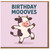 Birthday Mooooves Dancing Cow Funny Birthday Card - Cute Cartoon Cow Pun, Pink Background, Perfect for Kids, Teens or Adults