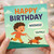Happy Birthday Card - Cute Child and Sausage Dog Running, 'Woohoo! Yappee!' Fun Kids Design