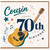 Cousin 70th Birthday Card, Musical Guitar Birthday Card
