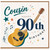 90th Birthday Card for Cousin, Music Themed Happy Birthday Card