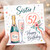 Sister 52nd Birthday Card, Happy Birthday 52 with Champagne Bottle and Floral Design