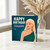 Happy Birthday Card - Elegant Glam Woman Illustration, Bold Typography on Teal - Fashion-Inspired Design for Her, Friend, Sister or Mum