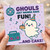 Funny Birthday Card - Cute Ghost Party Design, Disco Ball & Cake - 'Ghouls Just Wanna Have Fun... And Cake!'