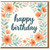 Happy Birthday Card - Elegant Watercolour Floral Border with Hand-Lettered Script in Coral and Sage, Flowers and Greenery - For Mum, Dad, Friends or Colleagues
