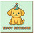 Yappy Birthday Funny Dog Card - Cute Puppy in Party Hat Pun, Dog Lover Birthday Card for Him Her Kids Friends