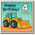 4th Birthday Card - Yellow Digger Front Loader - Happy Birthday 4 Today - Fun Construction Vehicle Kids Card