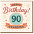 Happy 90th Birthday Grandma Card - Retro Confetti and Hearts Design with Big 90 Medallion and Ribbon Banner