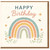 Happy Birthday Card - Pastel Rainbow with Bees, Butterflies and Flowers - Cute Nature Design, Gender-Neutral