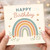 Happy Birthday Card - Pastel Rainbow with Bees, Butterflies and Flowers - Cute Nature Design, Gender-Neutral