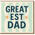 Dad Birthday Card - GREATEST DAD Retro Wavy Mint and Cream Design with Starbursts, Bold Teal Lettering