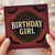 Birthday Girl Card - Spooky Bats Gothic Badge Design on Burnt Orange, Halloween-Style Birthday Card for Her