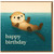 Cute Otter Happy Birthday Card - Illustrated Sea Otter Floating in Water - Animal Lover Birthday Card for Him, Her, Kids or Friends