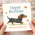 Happy Birthday Card - Cute Dachshund with Butterflies - Have a Lovely Day - Dog Lover Greeting for Friends & Family