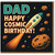 Dad Birthday Card - Happy Cosmic Birthday Rocket Space Theme - Funny Retro Space Design for Dad