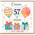 Cousin 57th Birthday Card, Happy Birthday Just for You Balloon and Gifts Design