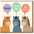 Cute Pony Birthday Card - Three Smiling Ponies with Balloons Saying 'Happy Birthday to You!' Pastel Confetti Design