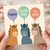 Cute Pony Birthday Card - Three Smiling Ponies with Balloons Saying 'Happy Birthday to You!' Pastel Confetti Design