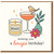Bougie Birthday Card - Cocktail Glass with Bird, Candle and Flower Illustration - Funny Pun Greeting - Wishing You a Bougie Birthday