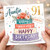 Auntie 91st Birthday Card, Lovely Happy Birthday Card with Floral Cake Design