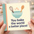 You Bake the World a Better Place - Cute Thank You Card for Bakers, Chefs, Friends | Baking Pun with Mixing Bowl, Whisk and Wooden Spoon
