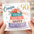 Lovely Cousin 90th Birthday Card, Floral Cake Design with Happy Birthday Message