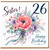 Sister 26th Birthday Card, Floral Happy Birthday Card