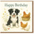 Happy Birthday Card - Cute Border Collie Puppy with Chickens and Wildflowers - Farmyard Dog Theme for Animal Lovers, Men, Women & Kids
