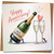 Happy Anniversary Card - Champagne Bottle & Flutes 'Let’s Celebrate' Illustration, 145mm x 145mm Square Greeting Card for Couple, Includes Kraft Envelope