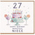 27th Birthday Card for Niece, Happy Birthday Beautiful Niece Card