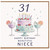 31st Birthday Card for Niece, Happy Birthday Beautiful Niece Card