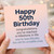Happy 50th Birthday Funny Card - Milestone Humour - You’re Now Officially Too Old for a Midlife Crisis - Bold Typography on Soft Gradient